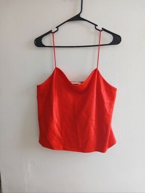 Alice + Olivia Bright Red Satin Cowl Neck Camisole